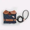 Dog Leather Belt Cowboy Suspenders Leashes High Quality Dog Denim Coat Clothes Schnauzer Bichon Corgi Teddy Puppy Pet Vest