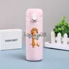 Tazas Platos Utensilios 420 ml Lindo perro Impresión Botella de agua Taza termo Taza portátil Kawaii Perro Termo Botella Kid Taza térmica de acero inoxidable Taza de café x0904