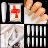 Faux Ongles Acrylique Clair Artificiel Manucure Outils Ballerine Long Cercueil Faux Ongles Conseils Salon Français