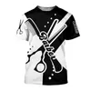 Herren-T-Shirts, klassisches Retro-Barber-Tools, Rundhalsausschnitt, kurze Ärmel, Sommer, 3D-Druck, T-Shirt, Hip-Hop-Trend, Persönlichkeit, Modegeschmack, Top