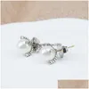 Charme Imitation Perle Boucles D'oreilles Quatre Perle Prong Argent Diamant Designer De Mode Pour Les Femmes Amour Boucle D'oreille Goujons Bijoux Femme Luxe Top D Dhaci