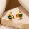 Boucles d'oreilles Double cercle Aretes De Mujer en acier inoxydable pour femmes couleur or Turquoise Pendientes boucles d'oreilles creuses bohême bijoux