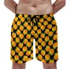 Calções masculinos laranja laranja placa verão dos desenhos animados frutas impressão surf calças curtas secagem rápida design retro troncos de natação oversize