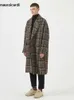 Kvinnors ullblandningar Mauroicardi Autumn Winter Loose Colorful Stylish Warm Tweed Woolen Coat Men Double Breasted Cool Luxury Designer kläder 2022 HKD230904