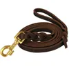 Dog Collars Portable Outdoor Strong Small Medium Large Handle Gift Puppy Cowhide Leather Leash Soft Braided Pet Supplies With Carabiner