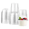 Vaisselle jetable 50pcs tasses en plastique dessert aux fruits clair salade parfait avec couvercles couvercle de tasse 250 ml 230901