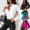 Women's Blouses Women Slim Fit Shirt Chic Single-breasted Lapel For Formal Business Commute Style In Solid Colors Spring