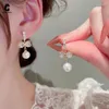 Dangle Earrings Real Gold Plated CZ Zircon Bow Round Pearl Drop For Women Girl Ins Style Temperament Small Party Jewelry