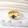 Vintage Blue Evil Eye Finger Ring voor vrouwen Gift Sieraden Hollow Crown Turkse Lucky Eye Verstelbare Party Accessoires Maat 17 18 19 20