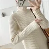 Casual Dresses Turtleneck Full Sleeve Knit Dress Female Winter Solid Vestidos Thick Women Long Sweater