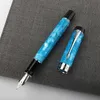 Penne stilografiche JinHao 100 Penna stilografica Acrilico Business blu Spin Arrow # 6 35 Pennino Fude Calligrafia Forniture per ufficio Penna a inchiostro dorato HKD230904