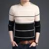 Herren Pullover Mode Marke Pullover Pullover Gestreift Slim Fit Jumper Knitred Woolen Herbst Koreanischen Stil Casual Männer Kleidung Hombre 230904