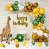 Other Event Party Supplies 1 Set Jungle Themed Green Wreath Arch Kit Gold Balloons 4D Chrome Foil Ball Decorations Wedding Boys Birthday Baby Shower 230904