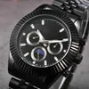 Herren-Luxus-wasserdichte Uhr, männliche Timing-Edelstahl-Bogenknopf-Uhr, Herren-Stahlband-Uhr WMPT