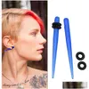 Otros 36 piezas / juego Kit de estiramiento de orejas Tapones y tapones Túneles Joyería corporal Calibre 14G-00G Acrílico Camilla de moda Cinta para tapones para los oídos Oteji