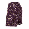 Short de plage élégant à taches léopard pour hommes, violet et or, confortable, sport, pantalon court de grande taille