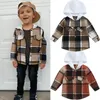 Giacche FOCUSNORM 3 colori 16Y Autunno Casual Bambini Ragazzi Cappotti Plaid Stampato Patchwork Manica lunga Monopetto Camicie con cappuccio Giacca 230904