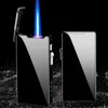 Windproof Metal USB No Gas Lighter Torch Turbo Lighter Jet Dual Arc LED Chargeable Electric Butane Pipe Cigar Lighter Men's Gift N6R1