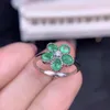 Cluster Rings Fashion Flower Shape Green Emerald Gemstone Ring For Women Ornaments Real 925 Silver Natural Gem Lucky Birthstone