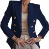 Kvinnor kostymer blazers qxiuixp kvinna casual kort blazer höst vinter solid knapp plus size jacka kvinnlig elegant kontor smal kappa xxxl 230904