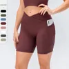 Damesbroeken NWT 7 "Ribber Sexy Cross Taille Fitness Yoga Booty Shorts Atletische Sport Hoge Gym StretchyThick Kort 230901