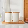 Garrafas de armazenamento Japão estilo tanque de cozinha acácia madeira selada garrafa de mel transparente leite em pó