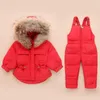 Manteau en duvet pour enfants, ensemble de vêtements pour bébés filles, combinaison d'hiver russe, veste pour tout-petits garçons, combinaison de Ski épaisse, en vraie fourrure