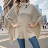 Frauen Pullover Für Fransen Cape Stil Pullover Halb Offenen Kragen Kontrast Strickjacke Schal Jersey Weibliche Frauen Kleidung