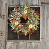 Juldekorationer Maple Leaf Pumpkin Wreath för Halloween Jul Thanksgiving Decor Autumn Door Hanging Wreath For Inhoor Outdoor Wall 230904