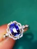 Bagues de cluster LR2023 Bague saphir bleu 1,12 ct véritable pur 18 carats naturels non chauffées pierres précieuses royales diamants pierre femme