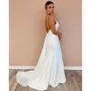 2024 Sexy Backless Mermaid Wedding Dresses Designed Spaghetti Strap Appliques Sweep Train Summer Boho Garden Bridal Gowns Cheap 328 328