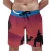 Pantalones cortos para hombres Tablero Paisaje del desierto Troncos de playa casuales Nubes oscuras y cactus Hombres Corriendo Surf Pantalones cortos de moda de talla grande