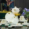 Servis uppsättningar Jingdezhen Bone Porcelain Bowl och Dish Set Hushåll Luxury Table Berfores Riskombination Chopstick Gift