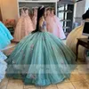 Prachtige Roze 3D Bloemen Kant Applicaties Quinceanera Jurken Spaghetti Uit De Schouder Baljurk Speciale Gelegenheidsjurken Voor Sweet 16 Meisjes Prinses vestido de 15 anos