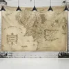 Tapisserier Antik Pirate Treasure Map Tapestry Wall Hanging Hippie Boho Decor Golden Island Mattan College Dorm Decoration 230901