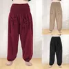 Women's Pants Women Harem Long Solid Color Baggy Sport Fashion Ballet Dance Cotton High Waist Simple Summer Jogging Trousers