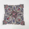 Hängande halsdukar etnisk stil kvinnor fyrkantiga halsduk ryska nationella sjal hijab huvud halsdukar damer retro blommigt tryck bandana foulard handduk x0904