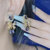 Dangle Earrings 2023 Women 18K Plated Genuine Gold Crystal Tassel Bow