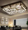 Plafonniers LED lampe salon ligne rectangulaire coupe cristal chambre simple atmosphère moderne en acier inoxydable