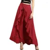 Women's Pants Palazzo 2023 Causal Ruffle Drawstring Trouser Elegant High Waist Irregular Loose Pure Color Autumn Female Pant Skirt