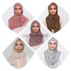 Pendentif Foulards Femmes Plaine Bulle Mousseline De Mousseline De Soie Hijab Wrap Printe Solide Couleur Châles Bandeau Femmes Hijabs Foulards Écharpe X0904