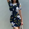 Casual Dresses Summer Lady Sexy Dress Flower 3D Printed Fashion Trendy Women's Body