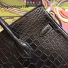 Sacs de créateurs Sacs à main pour femmes Crocodile 5A Tous les sacs en cuir d'alligator noirs à la main 25cm Femme Portable Luxurys Grande capacité ont logo L68c