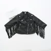 Jackets Girl Fashion Leather Lapel Tassel Motorcycle Jacket Spring Autumn Kids for Girls 230904