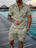 Survêtements pour hommes Mode Mâle Sport Ensemble Vêtements d'été Polo à manches courtes T-shirts Imprimé géométrique pour hommes Homme Sportwear Costumes Survêtement