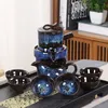 Xícaras de chá 8 pcs Conjuntos semi -automáticos de cálice chinês de argila roxa o kung fu bule 230901