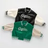 Jackor Fashion Baby Girl Boy Pu Leather Baseball Jacket Patchwork Spädbarn Toddler Bomber Coat Autumn Spring Outwear Baby Clothes 1-5y 230904