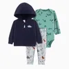 Ensembles de vêtements Iyeal bébé vêtements ensemble enfant en bas âge garçons décontracté dessin animé veste à capuche pantalons body 3 pièces né filles garçon tenues 230901