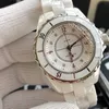 Luksusowa gorąca marka Mechaniczna zegarek dla kobiet mężczyzn Para kalendarzowa randka Czarna biała cyrkonia ceramiczna akcesoria