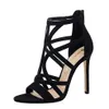 New Women's Fine Heel Super High Heel Suede Hollow Out Sexy Nightclub Sandals High Heel Sandals Size 34-40